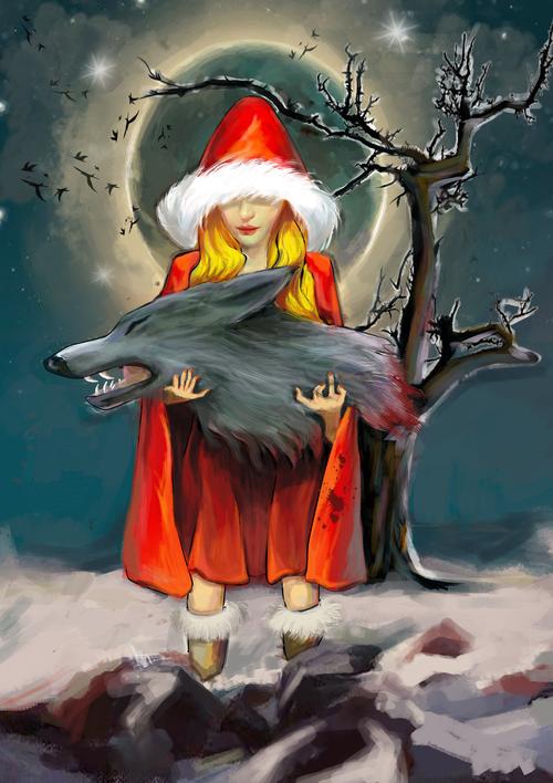 改编版的《小红帽与大灰狼》这个也是之前画