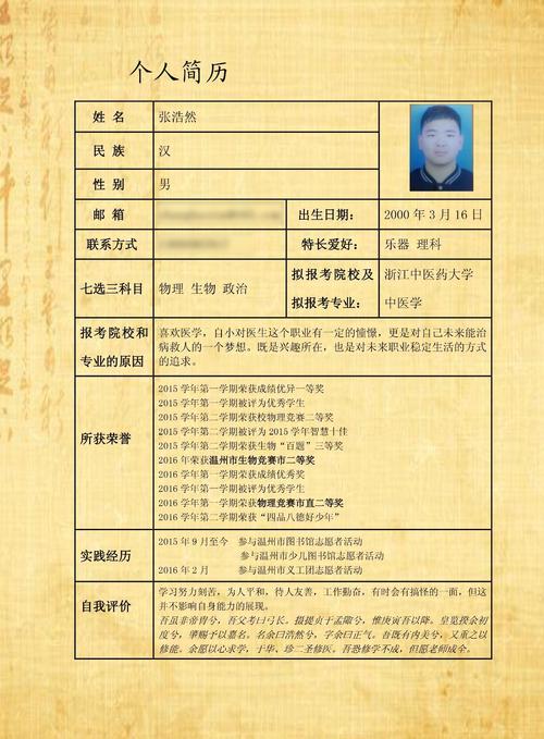 温州市第十四高级中学首届简历大赛获奖作品展示