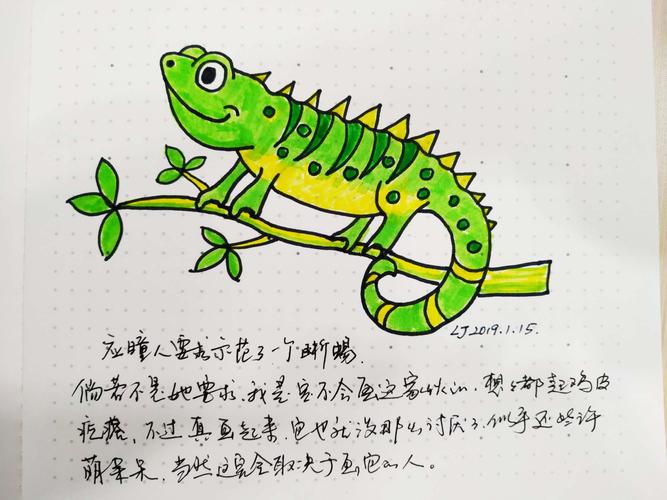 【简笔画示范】六步画一只呆萌的蜥蜴