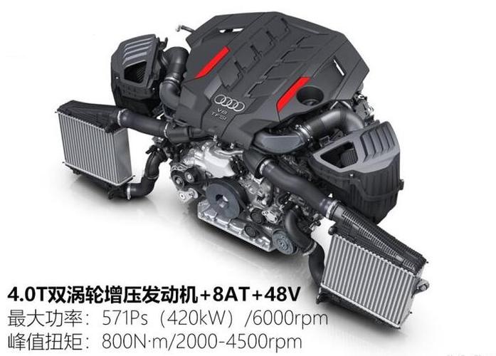 2021款奥迪s8l动力部分,搭载的4.0t双涡轮增压发动机 8at 48v.