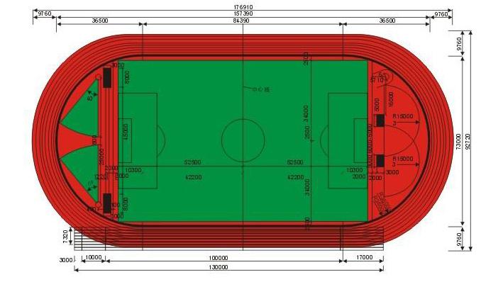 标准田径跑道平面图