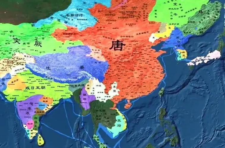 唐朝贞观年间的亚洲格局,图源:网络.