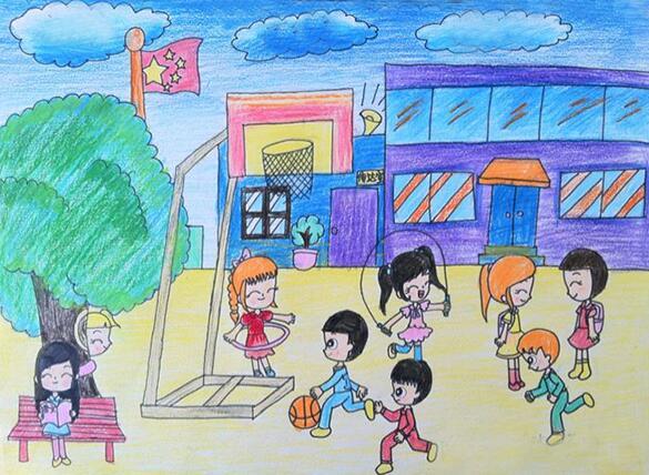 我向往的小学儿童画绘画图片我向往的小学生活