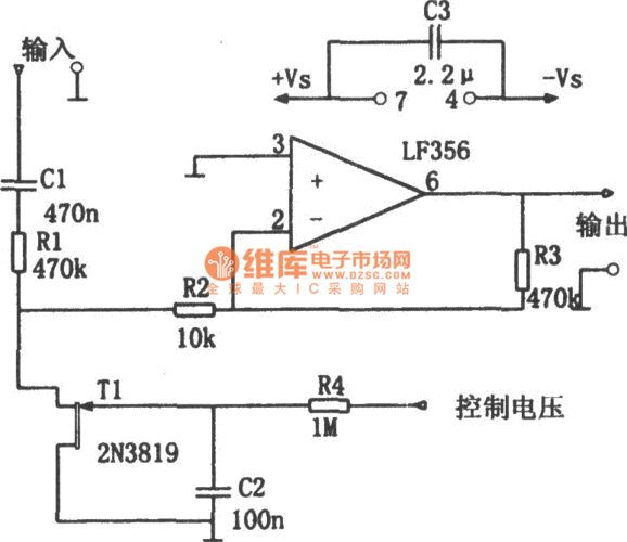 配乐音量控制器(lf356)电路图