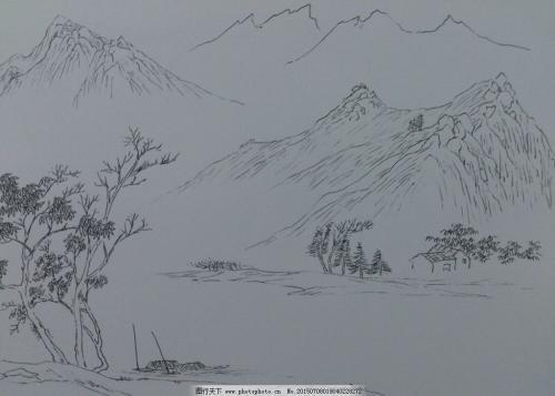 风景画简单素描图片大全