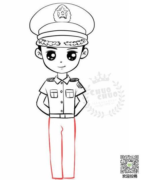 军人和医生的简笔画图像