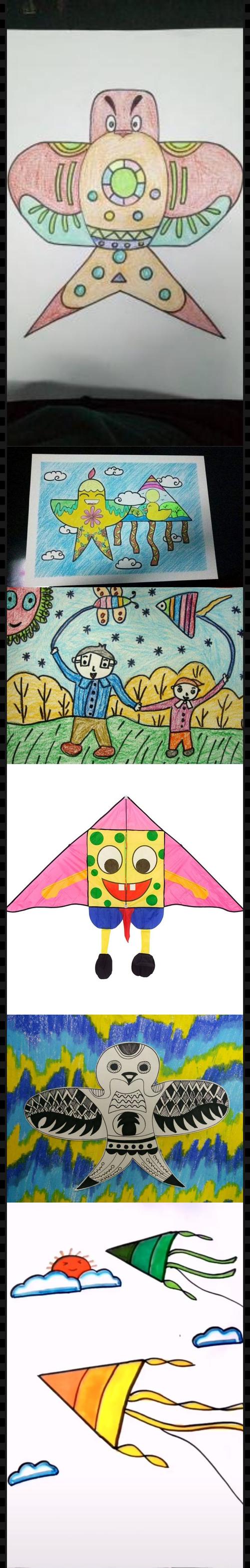 美术绘画《美丽的风筝》