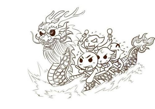 端午节划龙舟简笔画画法步骤图解