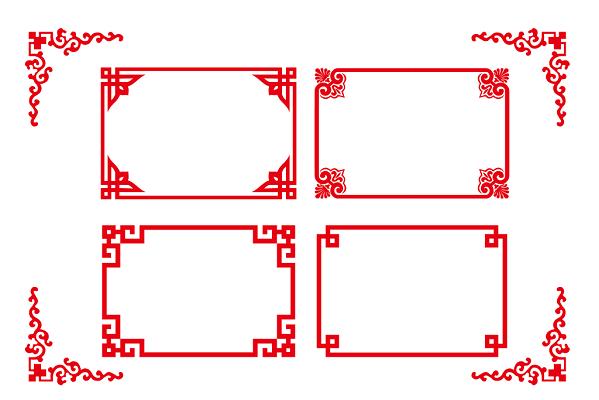 边框底纹红色新年中式边框中国风边框古典边框花纹边框素材