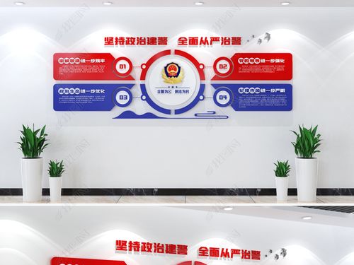 原创公安机关坚持政治建警全面从严治警文化墙公安警营文化墙-版权可