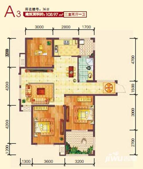 宣城贝林阳江港湾贝林阳江港湾户型图 99.53㎡户型图