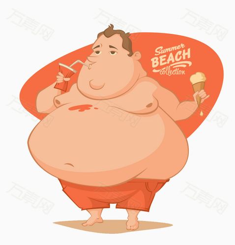 喝饮料的大胖子