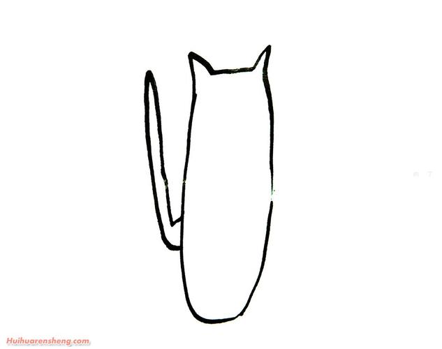 教你画小猫的画法图解教程第1步:首先画可爱小猫的基本轮廓.