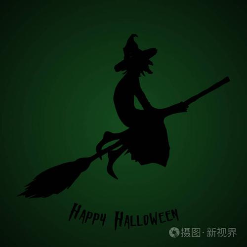 骑上扫帚的女巫.万圣节海报.血管内皮细胞