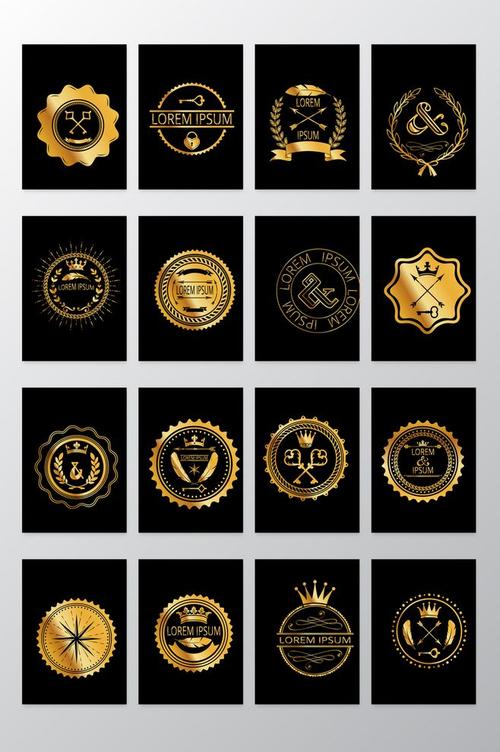 金色徽章logo装饰矢量素材