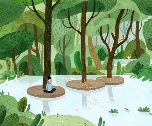 一组清新绿色插画作品丨by vivian mineker