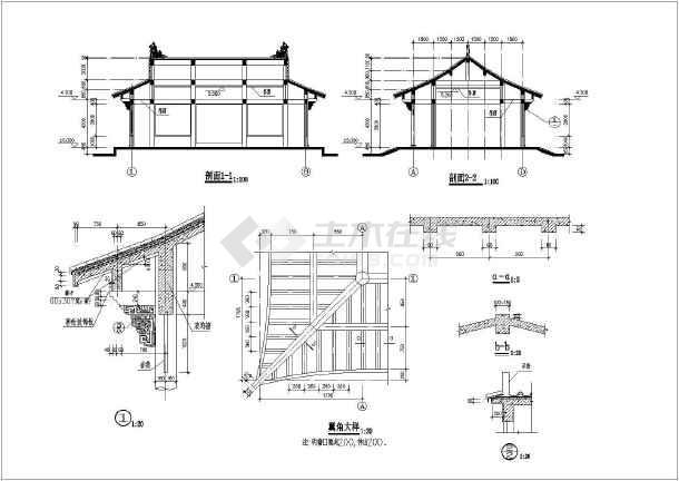 某风景区单层仿古阁楼建筑设计施工图