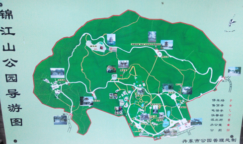 在旅店稍稍休息按地图所指步行去锦江山公园.