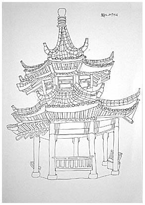 八角亭绘画简笔画