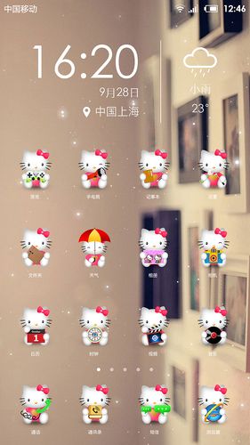 一组可爱的hellokitty的手机主题icon图标