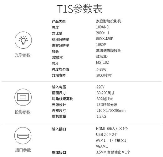 魅杰投影仪光米t1s 手机投影仪 家用高清微型投影机便携家庭影院无屏