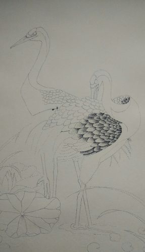 针管笔点画――鹤点与线的结合