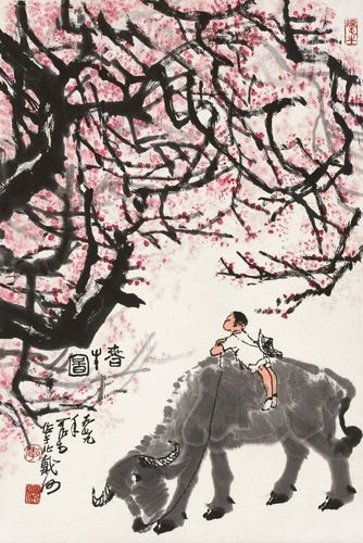 李可染的水牛牧童图作品欣赏