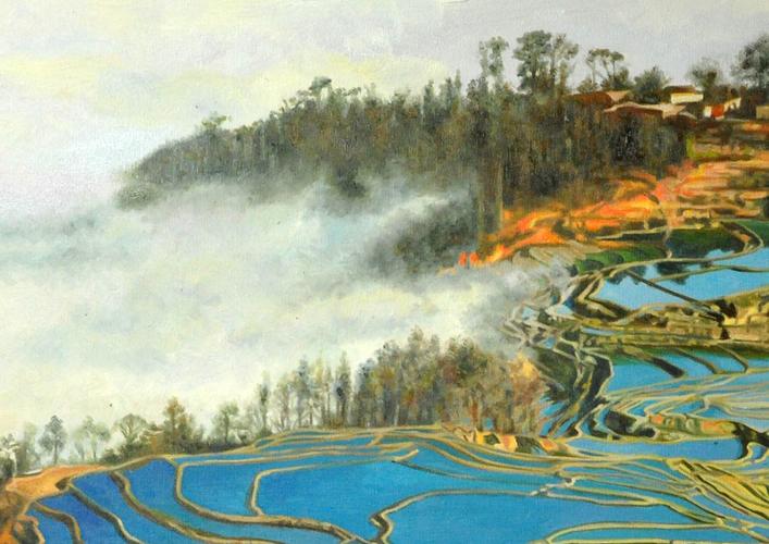 董江贤《元阳梯田》系列1 布面油画