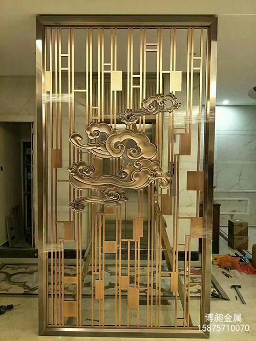 铝雕屏风隔断祥云图案隔断效果图