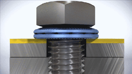 振动发生时大齿面会错动抬升,并由α角>β角的原理来锁住螺栓,使之