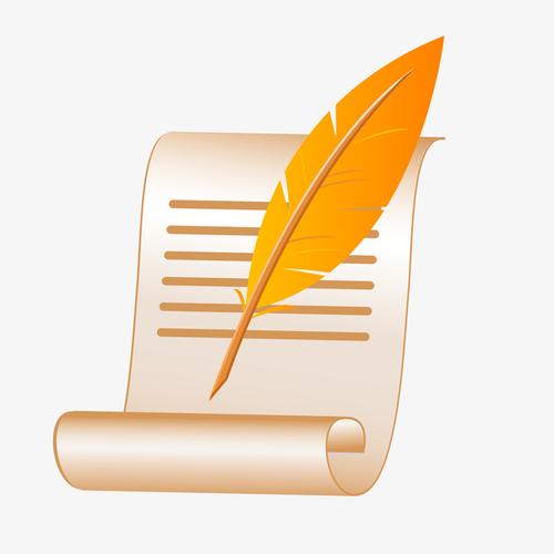 卡通羽毛笔设计矢量图