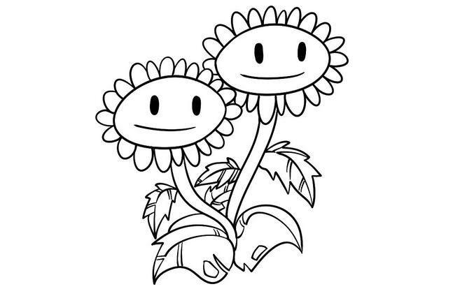 趣味简笔画向日葵姐妹花