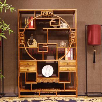 尤亚 博古架实木中式仿古储物架书架置物架客厅隔断柜