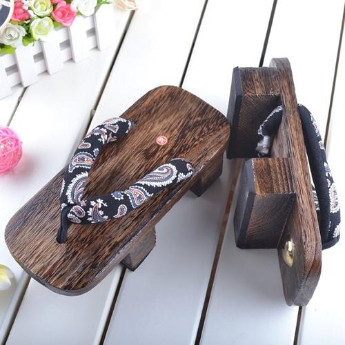 防滑新款木头鞋情侣男女二齿木屐高跟夹脚日本木屐拖鞋cosplay女 二齿
