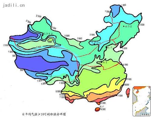 往往纬度越高,其获得的年太阳辐射就越少,积温相应就越低.