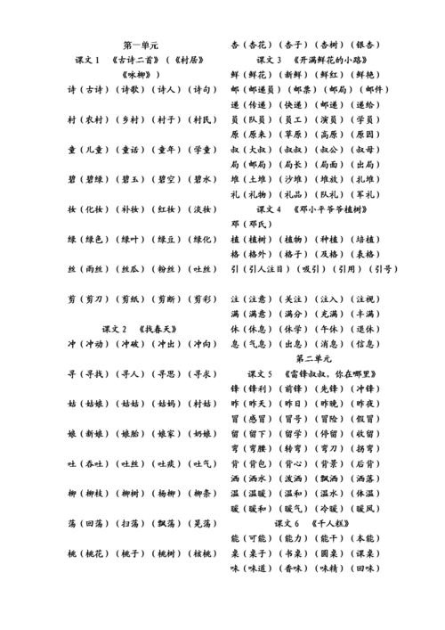 部编二年级语文下册 《写字表》生字组词.doc 6页