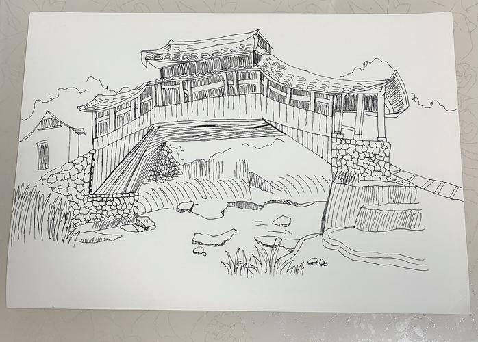 手绘温州历史古迹,"寻找温州古迹·让古迹活起来"——泰顺廊桥.