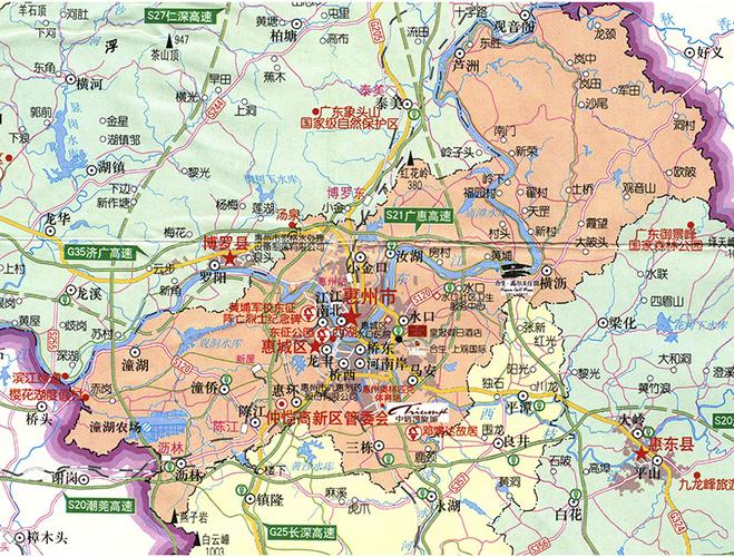 2017年新版惠州指南地图广东省惠州中心城区图商务交通旅游