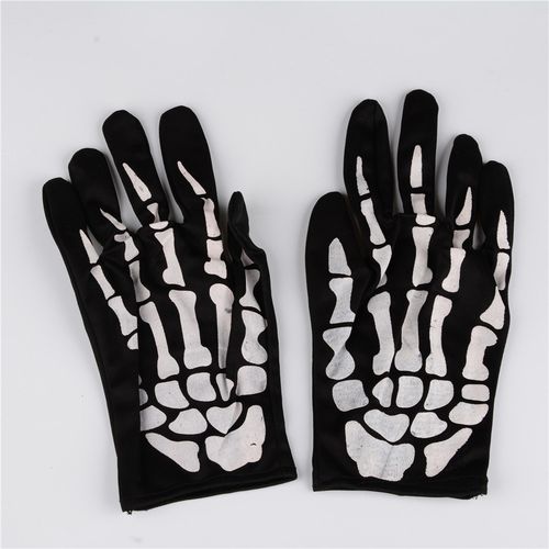 万圣节骷髅手套 舞会酒吧表演道具 鬼骨头爪子关节骨节印花手套