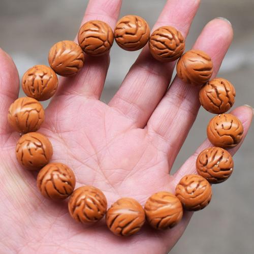 核桃热销天然秦岭野生桃核胡手串辟邪矮装龙纹手串