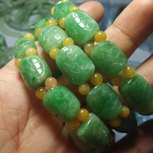 天然翡翠手链男女款满绿a货翡翠手串长寿龟壳手串 乌龟祝寿玉手链