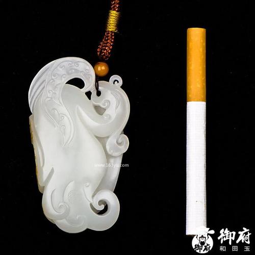 新疆和田玉撒金皮白玉籽玉挂件 仿古凤佩 48g