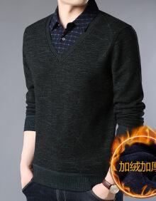新款毛衫 新款翻领韩版长袖棉青年毛衣 迷彩绿>男士保暖衣带领子的
