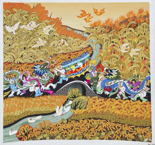 邳州农民画 画坛开新花(摄影作者:贾传军)