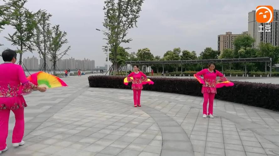 迎春华府学跳杨丽萍广场舞扇子舞山里人乐的好潇洒vid_20180603.