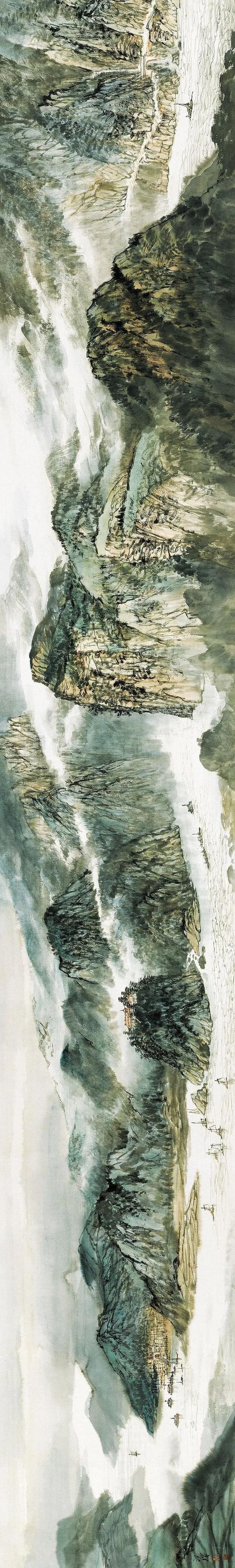 施江城:我的长江山水画的三个特点 施江城 《长江万里图卷》 局部