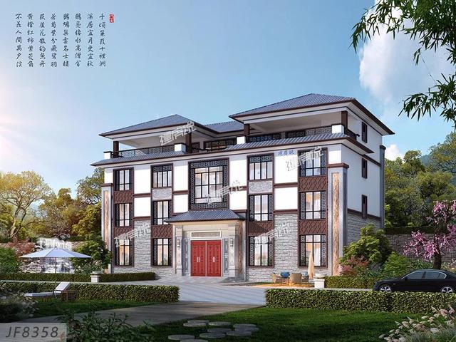 占地三百多平方米的新中式别墅设计图,如此气派的房子