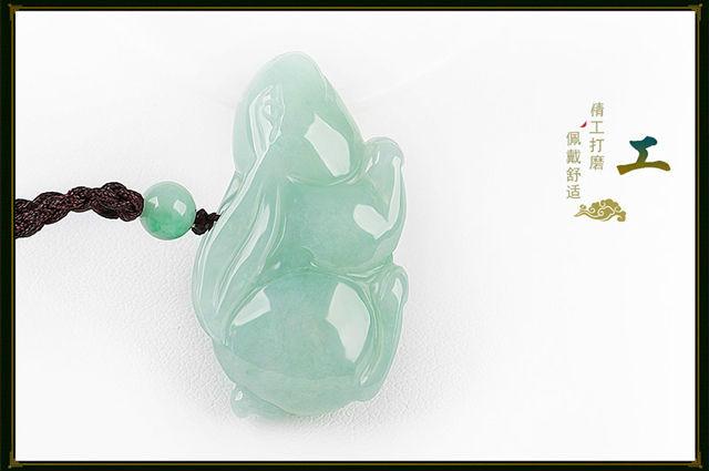 玉兔 吊坠 翡翠生肖兔吊坠前途无量立体玉兔子挂件男女款玉石项链玉坠