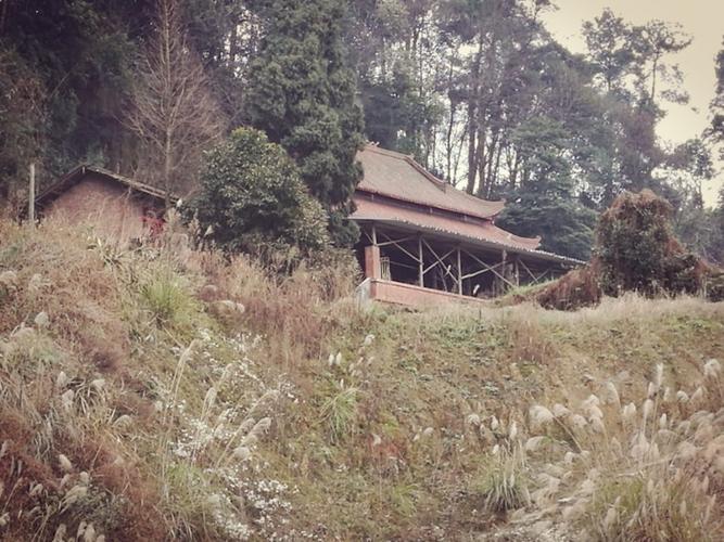 老寺庙静静地坐落在竹林之中.