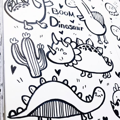 零基础简笔画|doodle|小恐龙～软萌可爱_简笔画_小恐龙_软萌_画个简笔